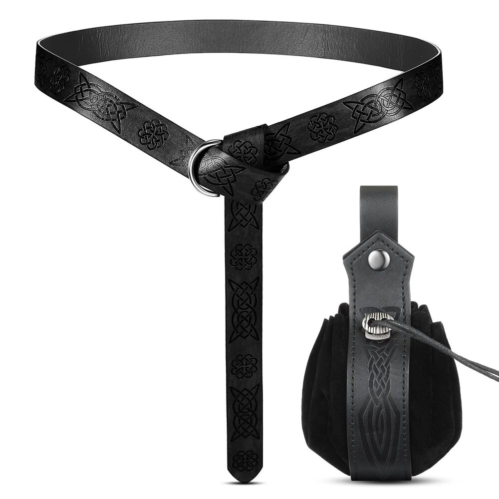 4493 2 Pcs Medieval Viking Belt Renaissance Pouch Medieval